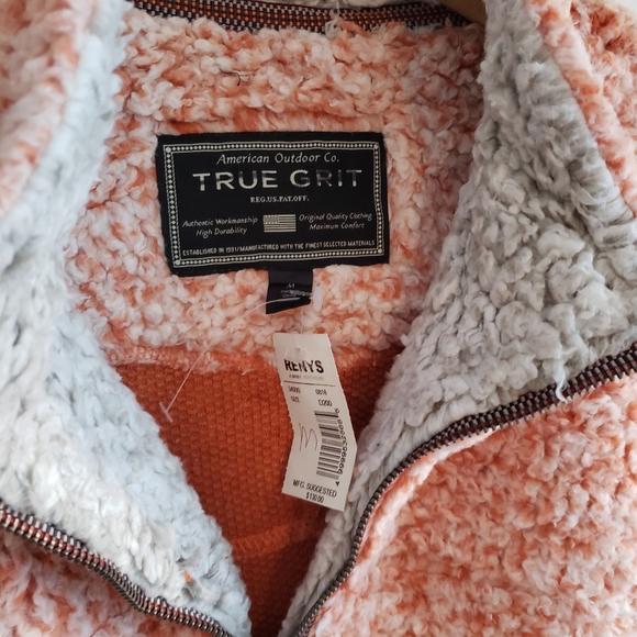 True Grit Frosty TEDDY Tipped 1/4 Zip Up Pullover Medium Men’s Spice Sherpa Cozy - Picture 4 of 10